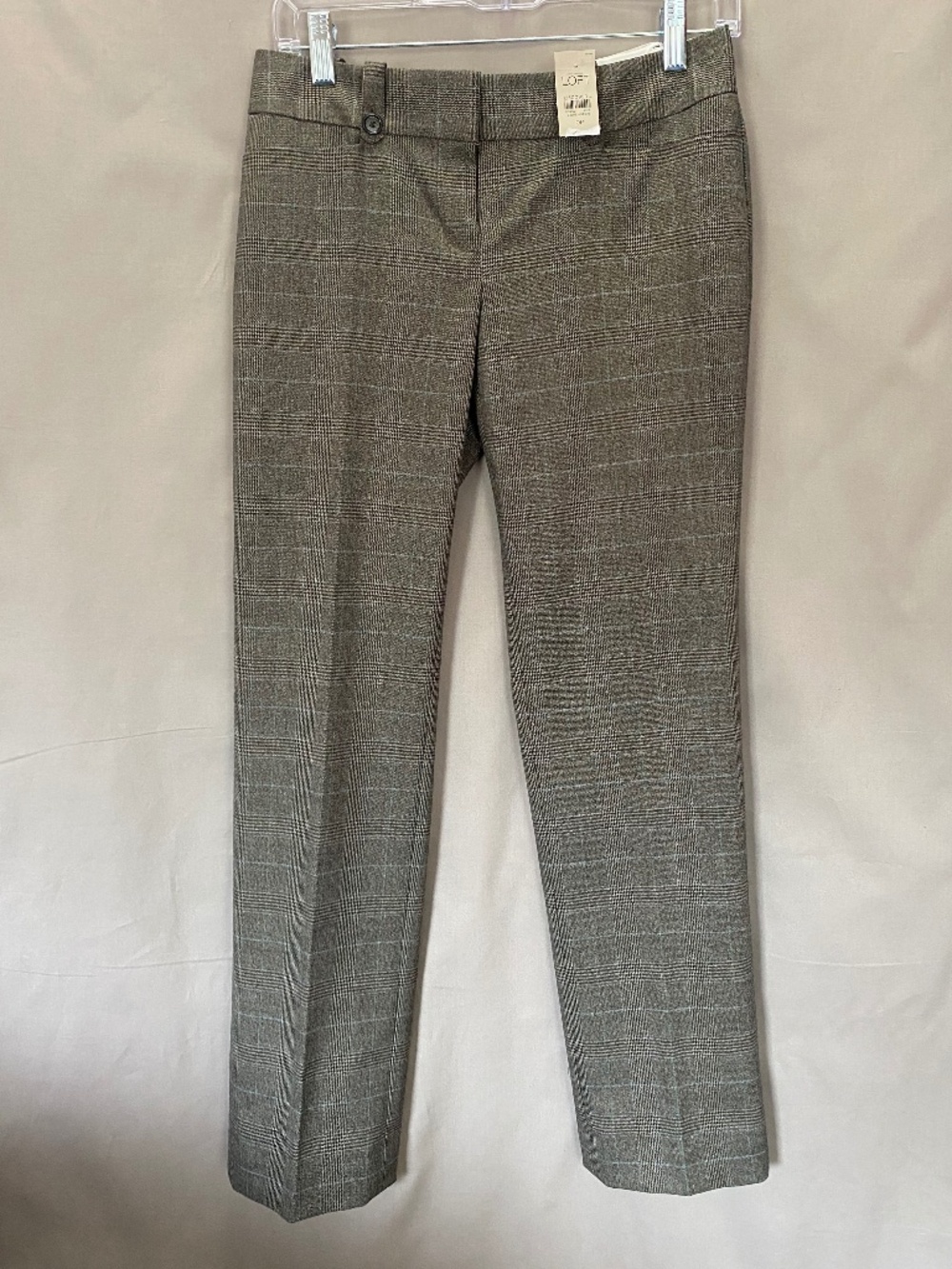LOFT Petites Marisa Straight Trousers, Gray Plaid women's Size 0P (NWT)